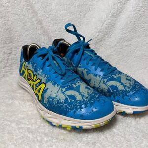 Hoka Crescendo XC Blue Yellow Cross Country Racing Spikes Shoes Mens 1115912